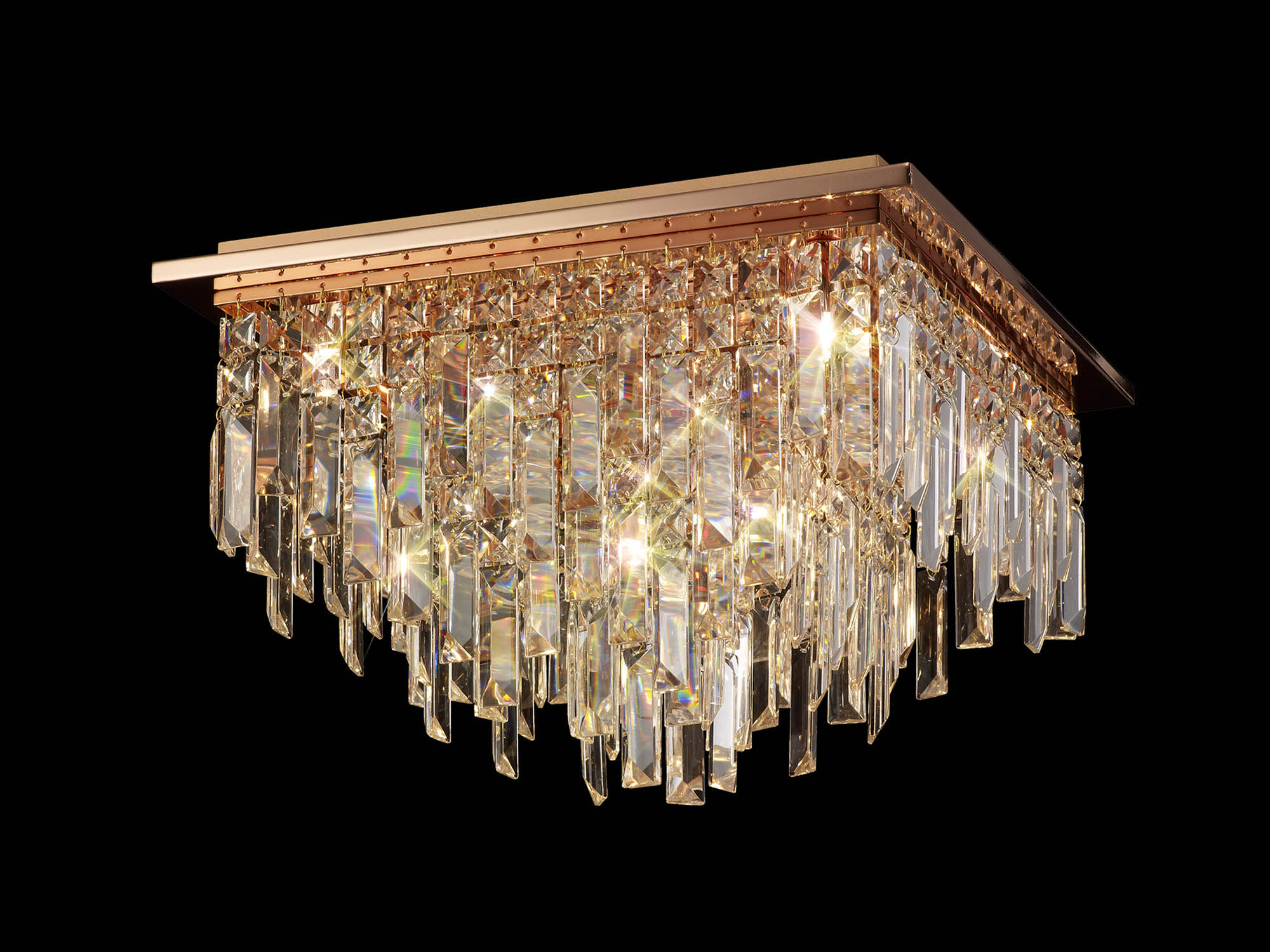 Maddison Rose Gold Crystal Ceiling Lights Diyas Ringed & Square Crystal Fittings Maddison Rose Gold Crystal Ceiling Lights Diyas Ringed & Square Crystal Fittings